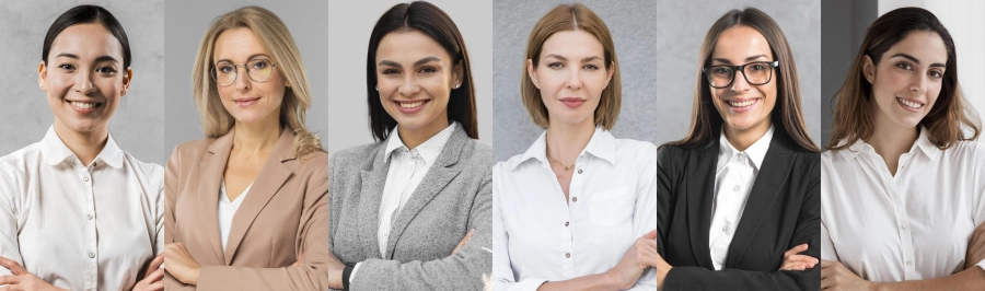 portrait 6 femmes souriantes
