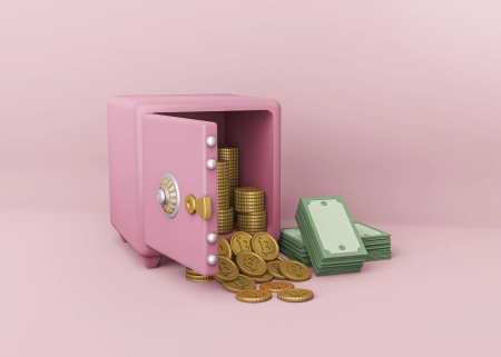 coffre fort overt avec arget